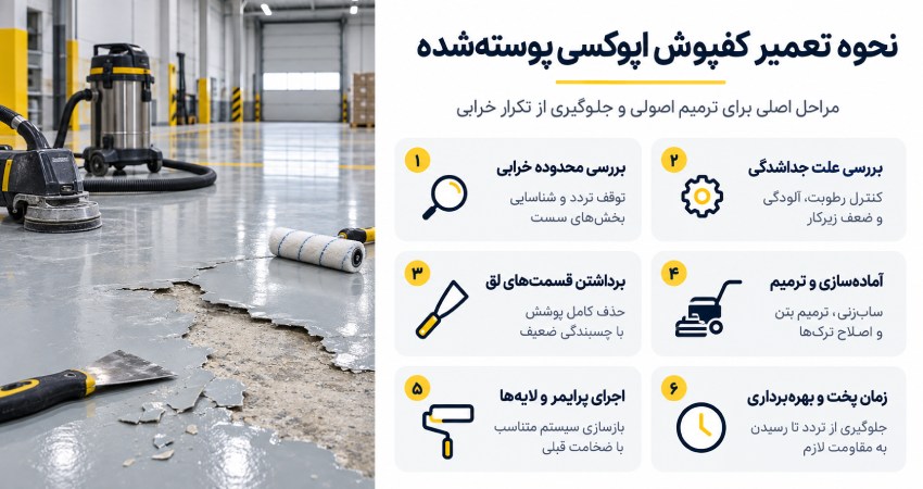 نحوه تعمیر کفپوش اپوکسی پوسته‌شده
