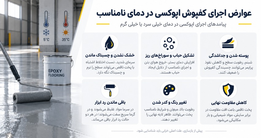عوارض اجرای کفپوش اپوکسی در دمای نامناسب