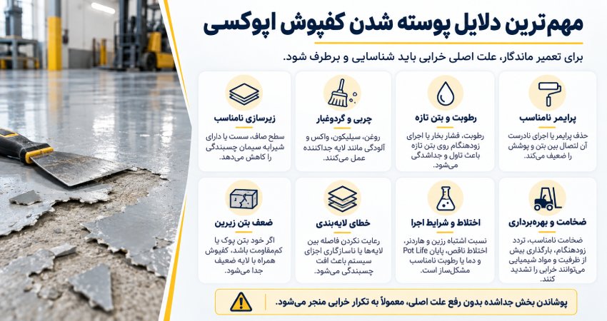 مهم‌ترین دلایل پوسته شدن کفپوش اپوکسی