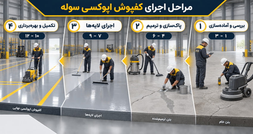 مراحل کلی اجرای کفپوش اپوکسی سوله