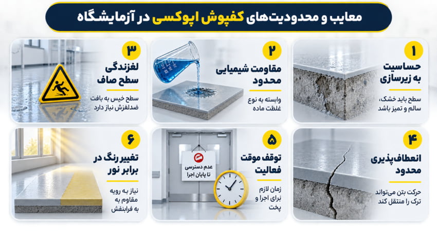 محدودیت‌های کفپوش اپوکسی در آزمایشگاه